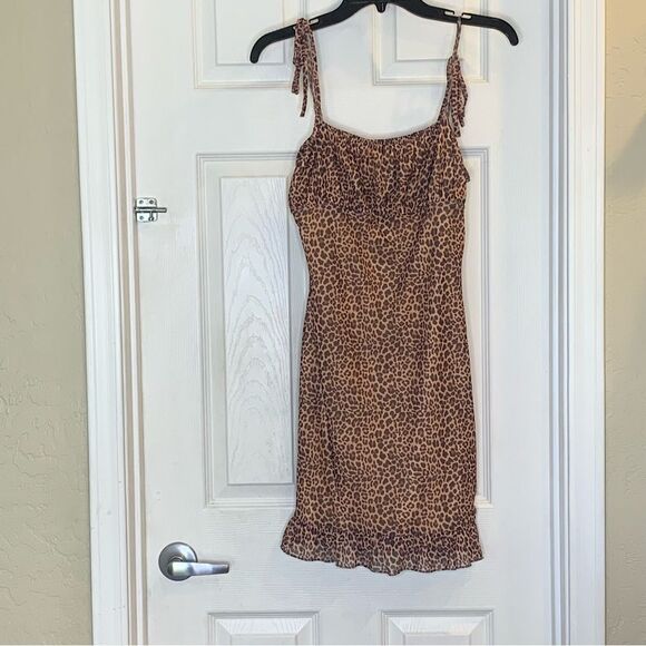 Tiger Mist Mona Leopard Mini bodycon ruffle hem dress size XL - Picture 11 of 12